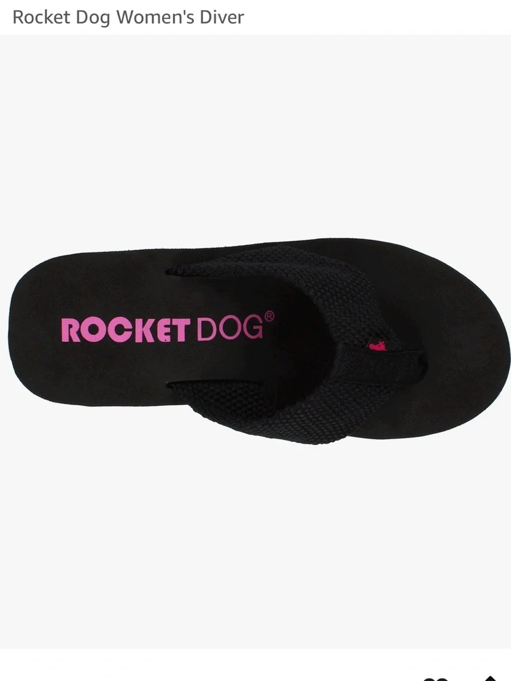 Rocket Dog Black Wedge Diver Flip Flops with Pink Logo